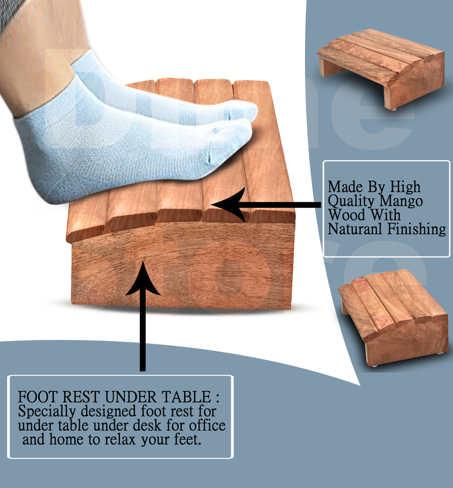 Wooden Foot Rest Under Table For Office Home | Under Desk Foot Rester Office Chair Home | Under Desk Foot Stool for Stress Free Legs Dime Store