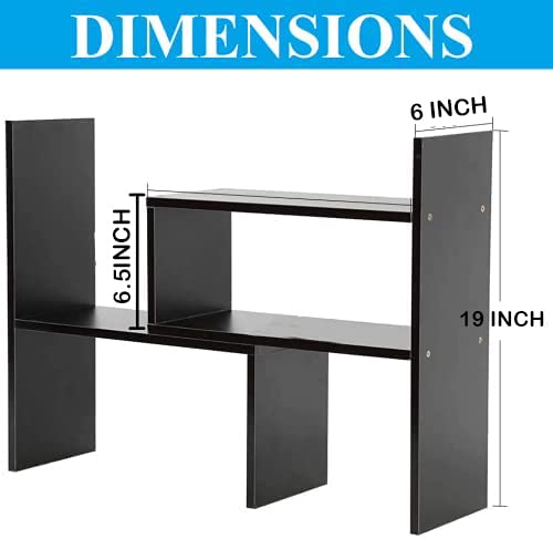Dime Store Adjustable Book Shelf/Book Stand/Book Rack Desktop Storage Organizer | Spice Rack (Black) Dime Store