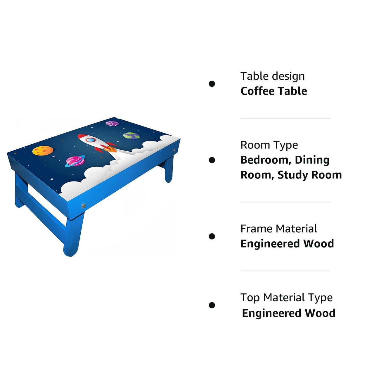 Dime Store Study Table for Kids/Bed Table for Study/Laptop Table/Foldable Table/Breakfast Table (Rocket, 18x12 inch) Dime Store