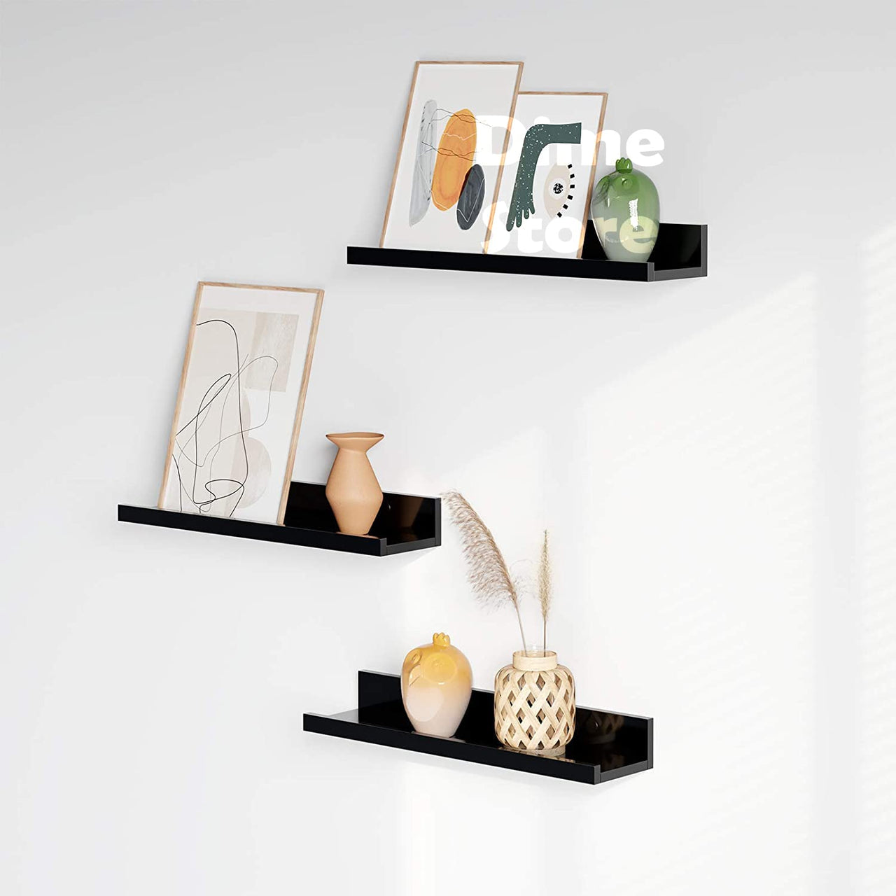 Dime Store OUTKA Floating Wall Shelf, Wall Mounted Storage Shelf, Picture Shelving Ledge, Decorative Shelf for Home Decoration Items Set of 3 for Living Room, Office, Bedroom, Bathroom (16 Inches) Dime Store