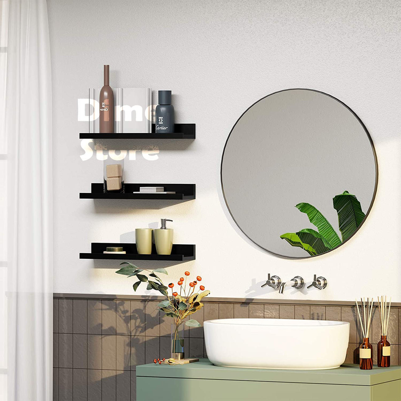 Dime Store OUTKA Floating Wall Shelf, Wall Mounted Storage Shelf, Picture Shelving Ledge, Decorative Shelf for Home Decoration Items Set of 3 for Living Room, Office, Bedroom, Bathroom (16 Inches) Dime Store