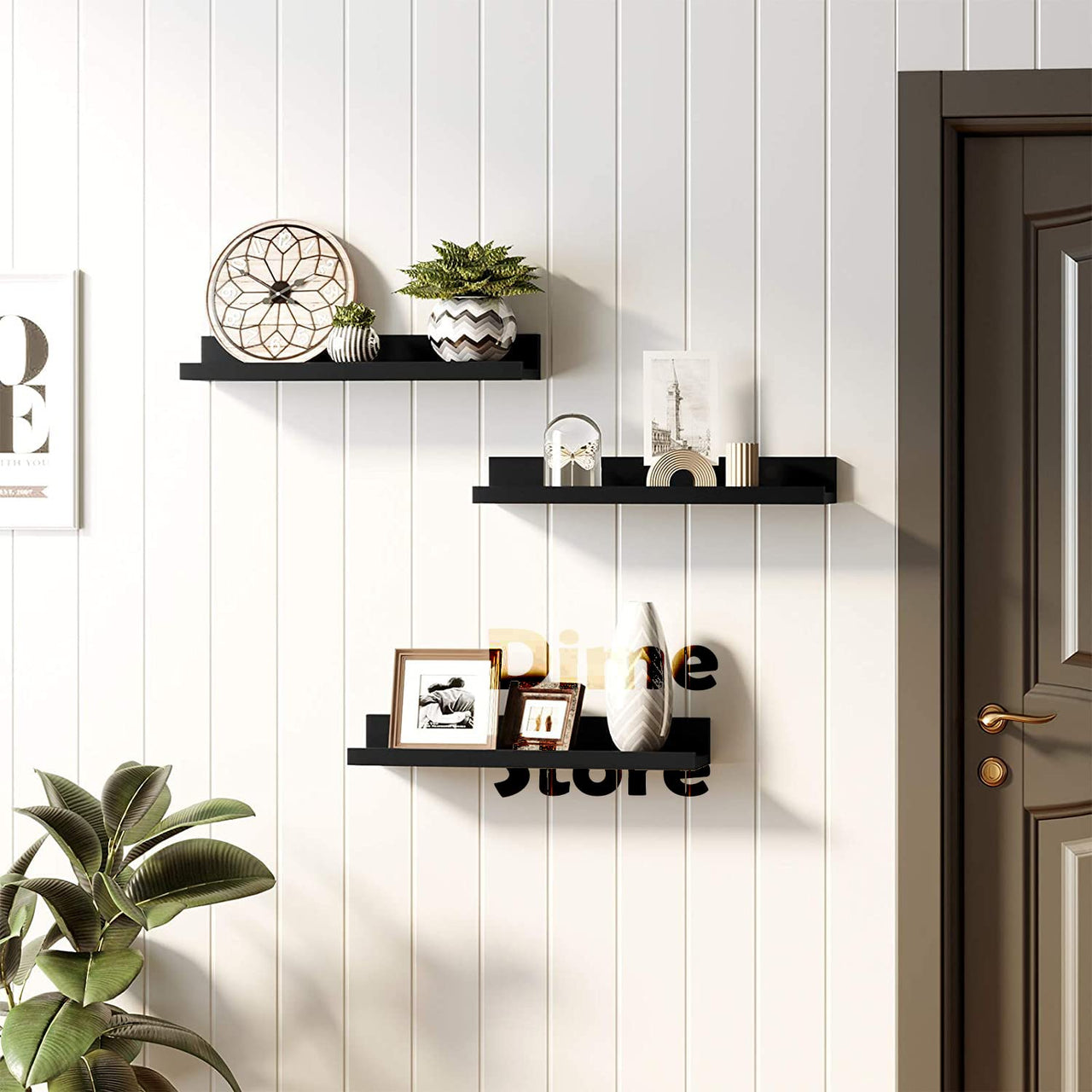 Dime Store OUTKA Floating Wall Shelf, Wall Mounted Storage Shelf, Picture Shelving Ledge, Decorative Shelf for Home Decoration Items Set of 3 for Living Room, Office, Bedroom, Bathroom (16 Inches) Dime Store