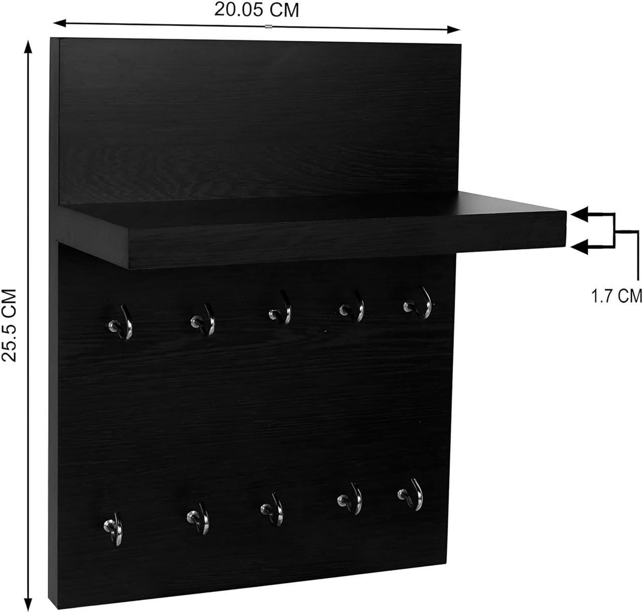 Dime Store Engineered Wood Key Holder for Home with Shelf | Stylish Key Hanger with 10 Hooks Wall Mounted Key Stand for Wall Decor Large Key Holder for Home, Office & Living Room Dime Store