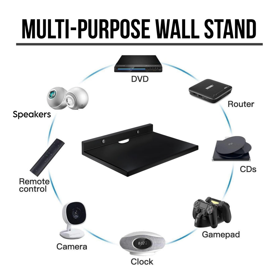 Dime Store Engineered Wood Setup Box Stand | Set Top Box Stand Wall Mount for Home Wall Shelf for Holding Speakers WiFi Router Game Console Remote Streaming Device Dime Store