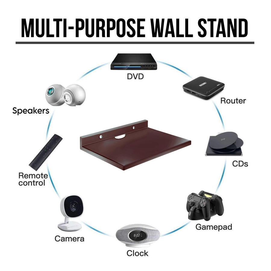 Dime Store Engineered Wood Setup Box Stand | Set Top Box Stand Wall Mount for Home Wall Shelf for Holding Speakers WiFi Router Game Console Remote Streaming Device Dime Store