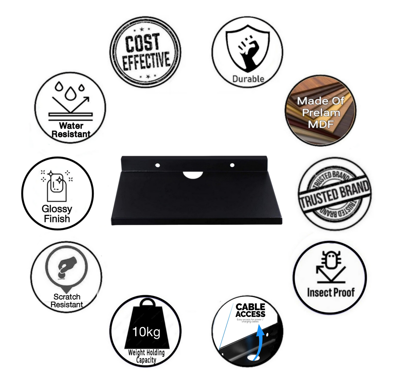 Dime Store Engineered Wood Setup Box Stand | Set Top Box Stand Wall Mount for Home Wall Shelf for Holding Speakers WiFi Router Game Console Remote Streaming Device Dime Store