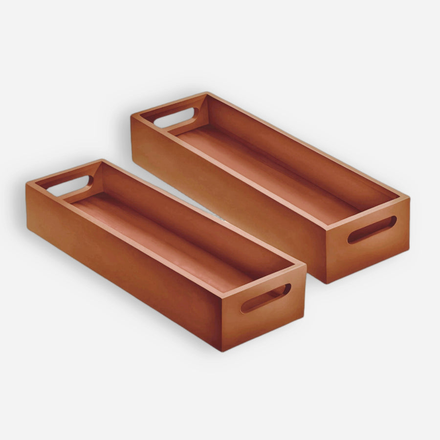 Dime Store Wooden Serving Tray Platter Multipurpose Tray | Serving Tray for Breakfast, Tea Serving, Table Décor Tray for Storage, Great Gift as Table Decor or Kitchen Decor (Set of 2, Natural) Dime Store