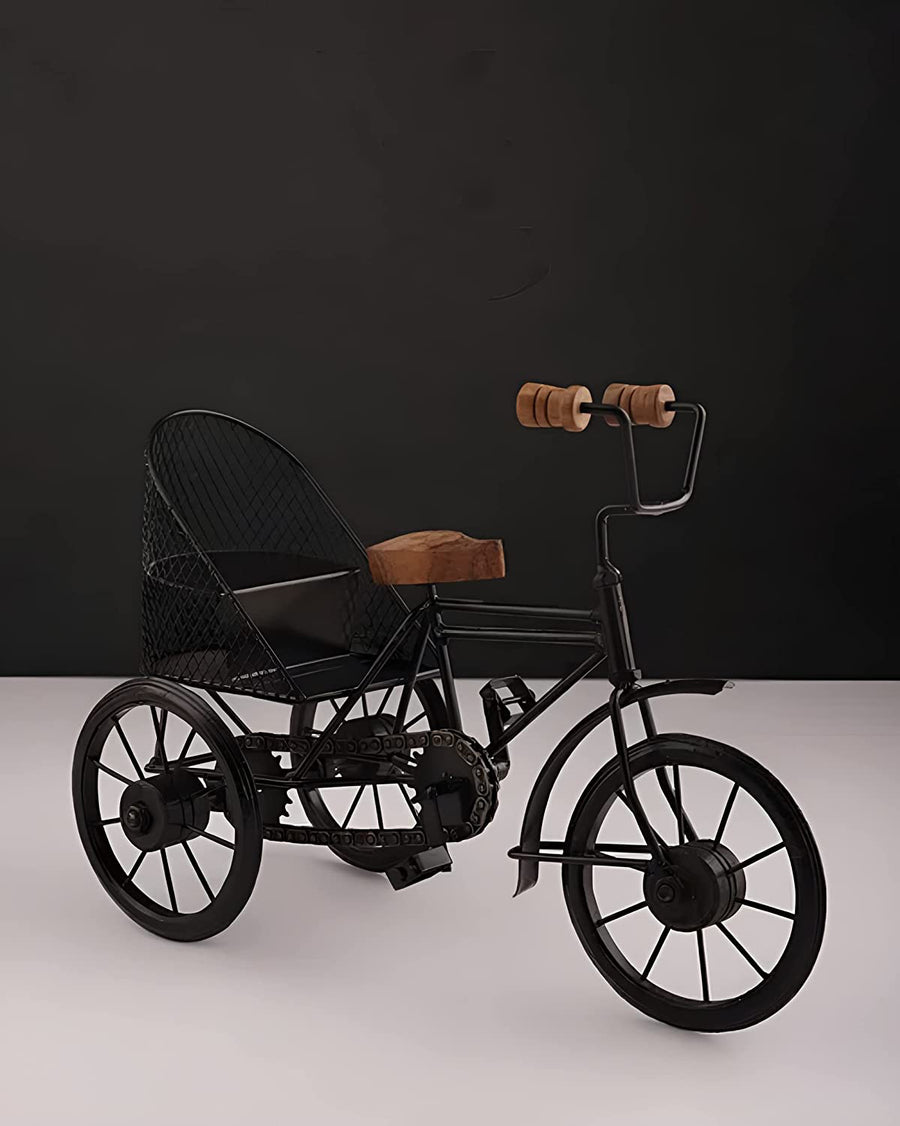 Antique Wood and Wrought Iron Mini Rickshaw , Toy Gifts Showcase Display Home Desktop Décor for living room Dime Store