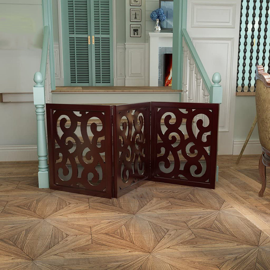 Wooden Pet Gate for Safety Baby Gate for Stairs, Step Over Fence for Stairs, Freestanding Pet Barrier, Child Barrier Dime Store