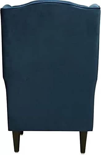 Wooden Wing chair for Bedroom & Hallway | Living Room Single Seater Armchair with Fabric Accent and Wingback Dime Store