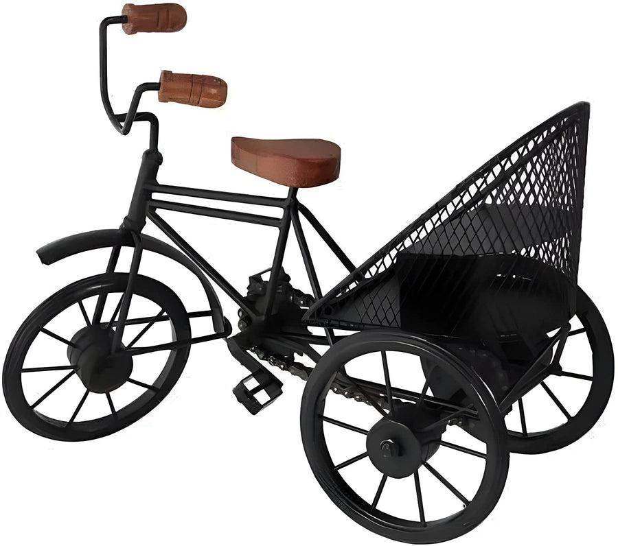 Antique Wood and Wrought Iron Mini Rickshaw , Toy Gifts Showcase Display Home Desktop Décor for living room Dime Store