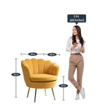 Thumbnail for Wooden Handmade Golden Legs Grey Tufted Barrel Chair with Unique Design Chair in Living room & Bedroom Dime Store