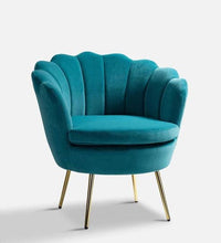 Thumbnail for Wooden Handmade Golden Legs Grey Tufted Barrel Chair with Unique Design Chair in Living room & Bedroom Dime Store