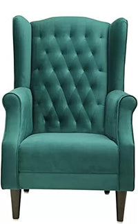 Thumbnail for Wooden Wing chair for Bedroom & Hallway | Living Room Single Seater Armchair with Fabric Accent and Wingback Dime Store