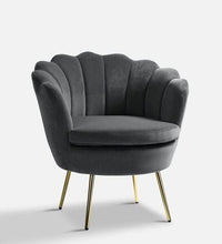 Thumbnail for Wooden Handmade Golden Legs Grey Tufted Barrel Chair with Unique Design Chair in Living room & Bedroom Dime Store