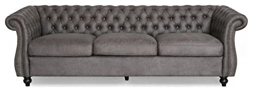 Solid Wood Velvet Chesterfield Three Seater Sofa for Living Room & Office | Couch/Sofa for Home Dime Store