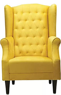 Thumbnail for Wooden Wing chair for Bedroom & Hallway | Living Room Single Seater Armchair with Fabric Accent and Wingback Dime Store