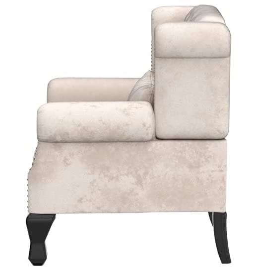 Wooden Furniture Living Room Single Seater Armchair with Fabric Accent and Wingback and Solid Wooden Legs Dime Store