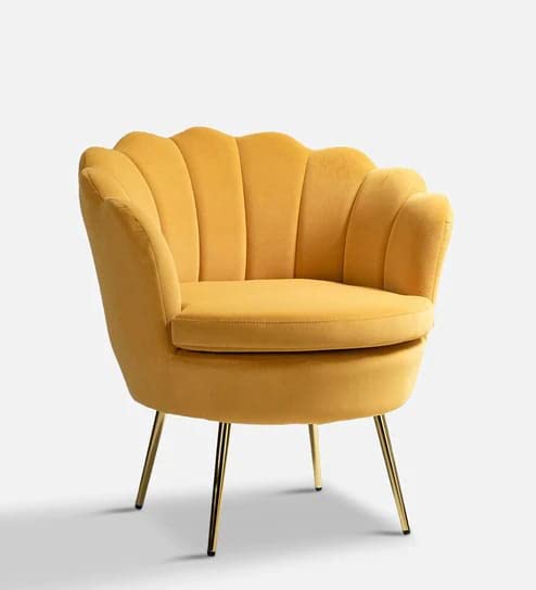 Wooden Handmade Golden Legs Grey Tufted Barrel Chair with Unique Design Chair in Living room & Bedroom Dime Store