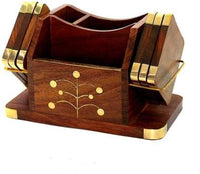Thumbnail for Wooden Desk Organizer, Pen and Pencil Stand | Office supplies | Table Storage Organizer | Office Desk Accessories, Pen Stands for Office Use Dime Store