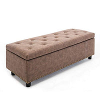 Thumbnail for Wooden 2 Seater Luper Tufted Storage Ottoman pouffes with Storage Bench for Living room | Entryway Bench for Hallway Dime Store