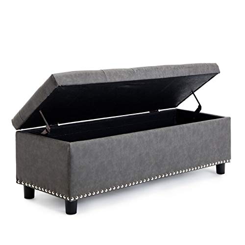 Wooden 2 Seater Luper Tufted Storage Ottoman pouffes with Storage Bench for Living room | Entryway Bench for Hallway Dime Store