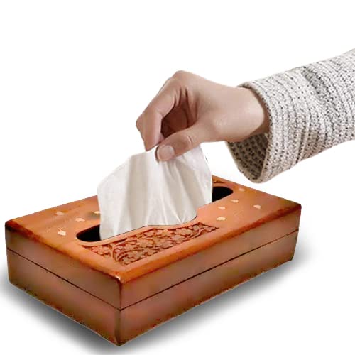 Wooden Handmade Napkin Holder Square Tissue Holder for Restaurant. Hotels, Office & Home Dime Store