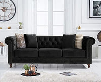 Thumbnail for Wooden Furniture Velvet 3 Seater Leatherette Modern Chesterfield Sofa Couch Chaise Lounge Sectional Sofa for Living Room Office Guest Room Dime Store