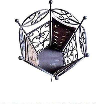 Wooden and Wrought Iron Umbrella Stand Cum Planter for Livingroom Office Bedroom Garden Dime Store