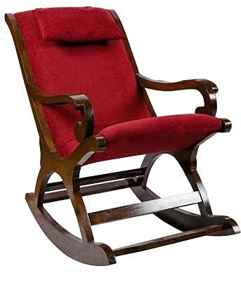 Wooden Handmade Rocking chair with Cushion | Rolling Chairs , Easy chair for Bedroom | Chair for Livingroom & Grandparents | Foot Rest Pure Wood Chair Dime Store