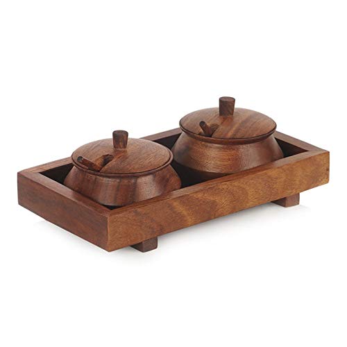 Wooden Handmade Spice Holders Supari Saunf Container Set Dry fruit Box Masala Container Mukhwas Tray Set , Spice Rack Dime Store