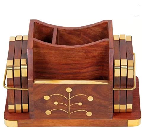 Wooden Desk Organizer, Pen and Pencil Stand | Office supplies | Table Storage Organizer | Office Desk Accessories, Pen Stands for Office Use Dime Store