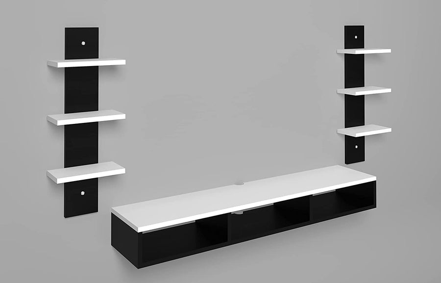 Dime Store Wooden Foldable Wall Mounted TV Unit, Cabinet, with TV Stand Unit Wall Shelf for Living Room Wall Set Top Box Shelf Stand/TV Cabinet for Wall/Set Top Box Holder for Home/Living Room Ideal for TV Dime Store
