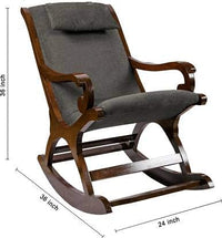 Thumbnail for Wooden Handmade Rocking chair with Cushion | Rolling Chairs , Easy chair for Bedroom | Chair for Livingroom & Grandparents | Foot Rest Pure Wood Chair Dime Store