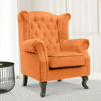 Thumbnail for Wooden Furniture Living Room Single Seater Armchair with Fabric Accent and Wingback and Solid Wooden Legs Dime Store