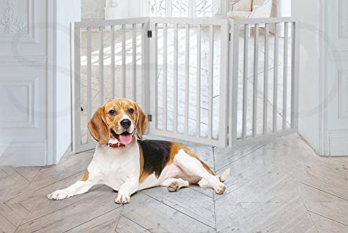 Wooden 3 Panel Fold-able Pet Gate Baby Fence Kids Safety Gate for The House, Doorway, Stairs Dime Store