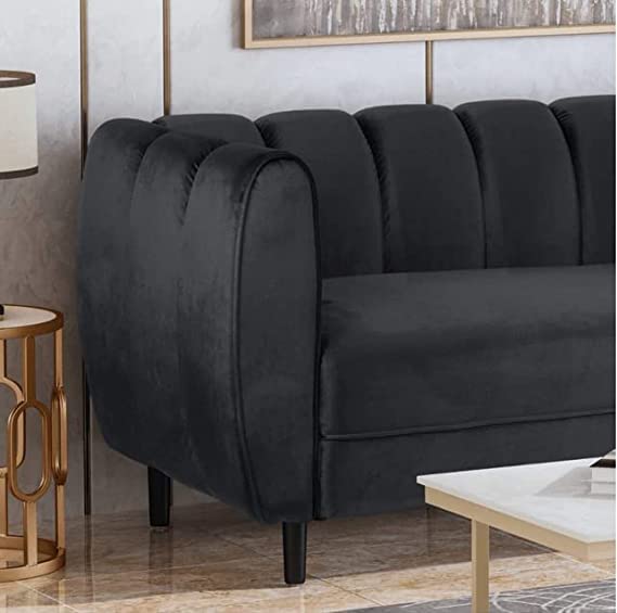 Wooden Curved Design Handmade Sofa | Sectional Lounger Chaise Lounge Couch Leatherette Sofa Dime Store