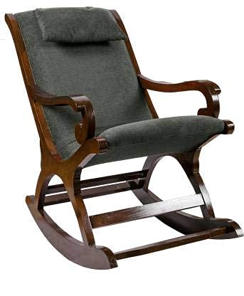Wooden Handmade Rocking chair with Cushion | Rolling Chairs , Easy chair for Bedroom | Chair for Livingroom & Grandparents | Foot Rest Pure Wood Chair Dime Store