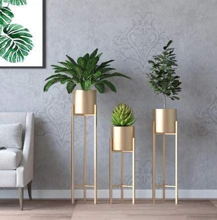 Metal Plant Stand With Planter Pot, Flower Pot Stand For Balcony Indoor Outdoor Garden Home Decor Item Dime Store
