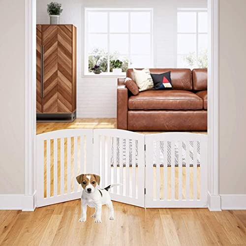 Wooden Pet gate for Safety | Baby Gate for Stairs | Step Over Fence for Stairs | Freestanding Pet Barrier Child Barrier | Gate for Stairs & Door Dime Store