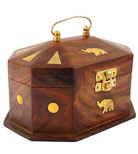 Wooden Jewelry , Makeup Box Organizer - Classical Wood Jewelry Box Jewelry Storage Box Case Holder Jewellery Organizer for Women Accessories Dime Store
