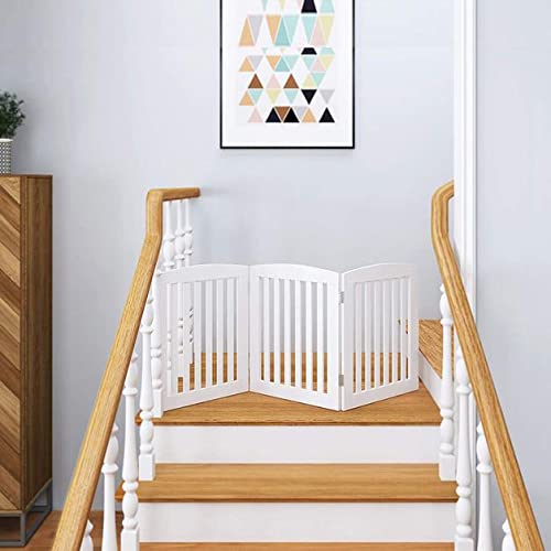 Wooden Pet gate for Safety | Baby Gate for Stairs | Step Over Fence for Stairs | Freestanding Pet Barrier Child Barrier | Gate for Stairs & Door Dime Store