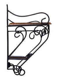 Thumbnail for Wooden and Wrought Iron Wall Mount Set Top Box Wall Shelf Stand Multipurpose Holder for Cable, WiFi Router, DTH or Modem Dime Store