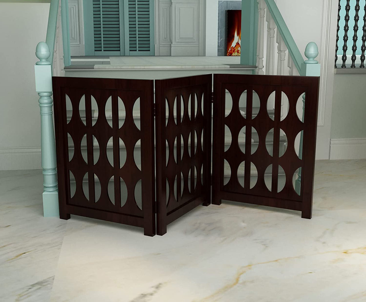 Wooden Portable Safety Pet Fence Gate Partition for Kids & Dogs Pet Barrier Child Barrier , Step Over Fence for Stairs Dime Store