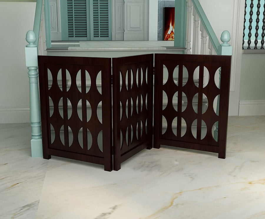 Wooden Portable Safety Pet Fence Gate Partition for Kids & Dogs Pet Barrier Child Barrier , Step Over Fence for Stairs Dime Store