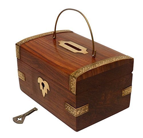 Wooden Handmade Modern Money Bank , Piggy Bank for Kids & Adults Coin Storage Box Dime Store