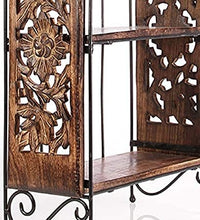 Thumbnail for Wrought Iron & Wooden Cutlery Racks Foldable Spice Shelf Rack Kitchen Bathroom Counter top Storage Holder Organizer (3 Tier, Large) Dime Store