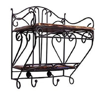 Thumbnail for Wooden and Wrought Iron Wall Mount Set Top Box Wall Shelf Stand Multipurpose Holder for Cable, WiFi Router, DTH or Modem Dime Store