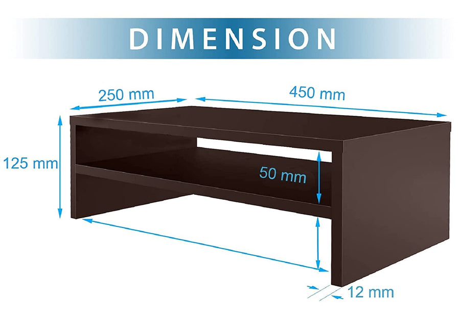 Wooden Monitor Stand with Storage Organizer for Desk, Tables, Office, Home, Studio, Study Table | Desktop Ergonomic Monitor Stand Riser Dime Store