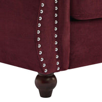 Thumbnail for Wooden Designer Velvet Rolled Arm Chesterfield Sofa 3 Seater Couch Lounge Dime Store